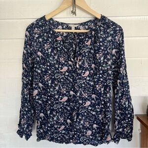 Lucky Brand Floral Navy Blouse